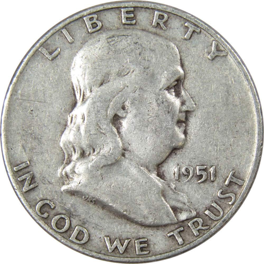 1951 D Franklin Silver Half Dollar Circulated 50c Coin Collectible