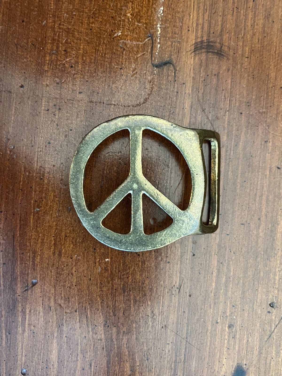 Rare Vintage Brass Peace Buckle 1960's Collectable 1 1/2 Rare Vintage Brass Peace Buckle 1960's Collectable 1 1/2