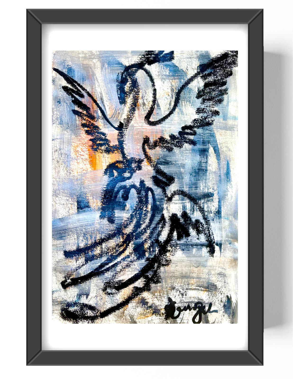 Guajardo Art Original Acrylic 9x6 Folk Art Phoenix From Ice Wall Decor