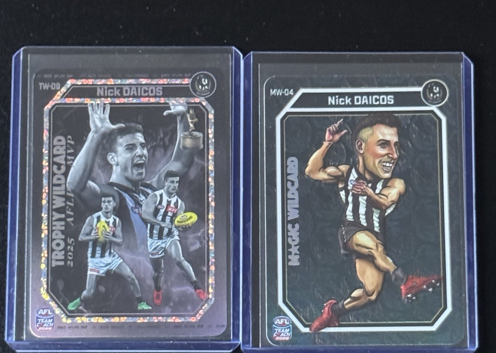 Teamcoach AFL 2-Card 2025 Nick Daicos Insert Lot Trophy Wildcard/Magic Wildcard
