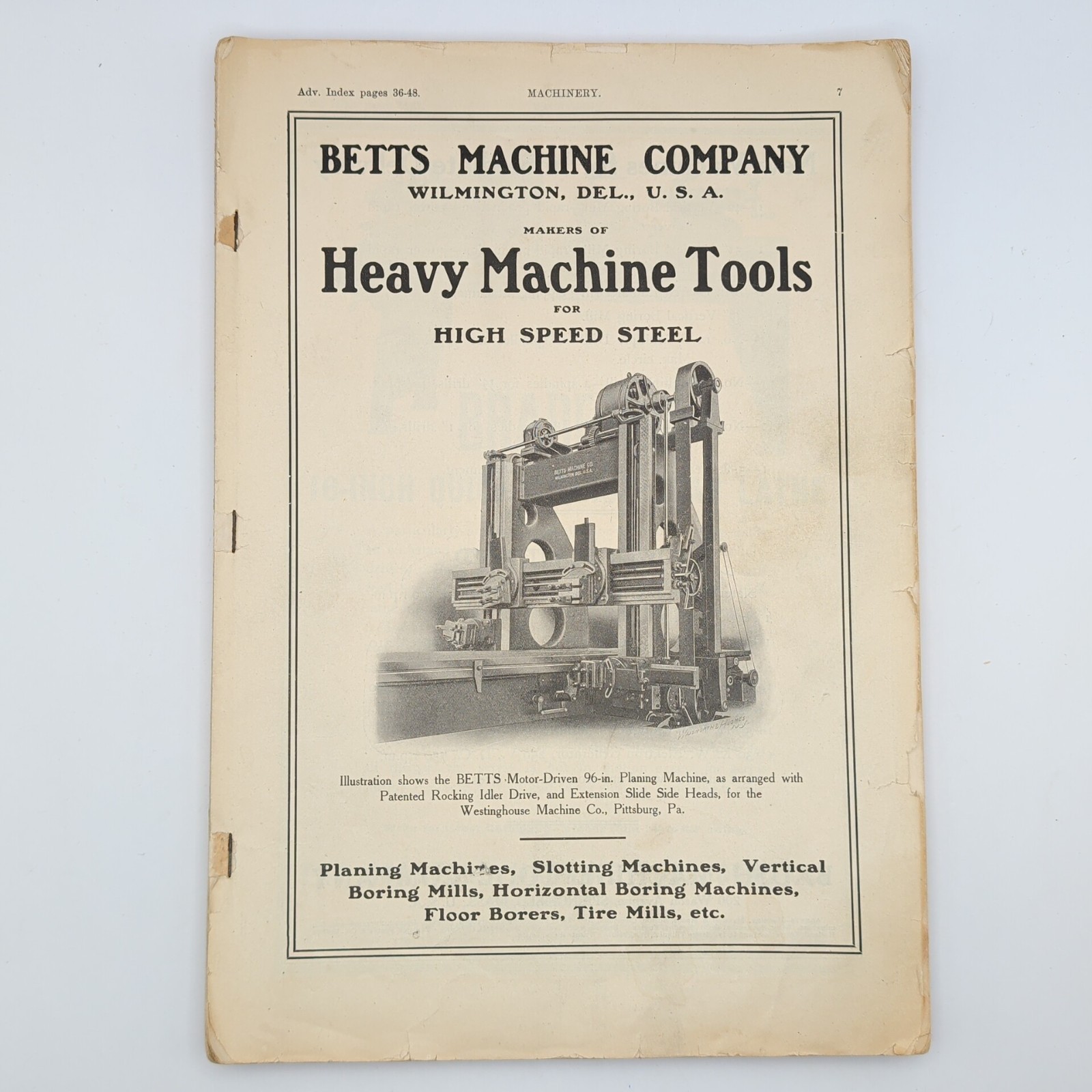 Vintage Machinery Magazine March 1908 Heavy Industrial Trade Journal Tools