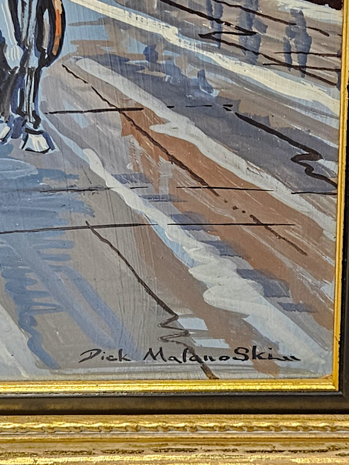 Dick Matanoski Signed Framed Print City Street Horse-Drawn Carriage Landscape Dick Matanoski Signed Framed Print City Street Horse-Drawn Carriage Landscape