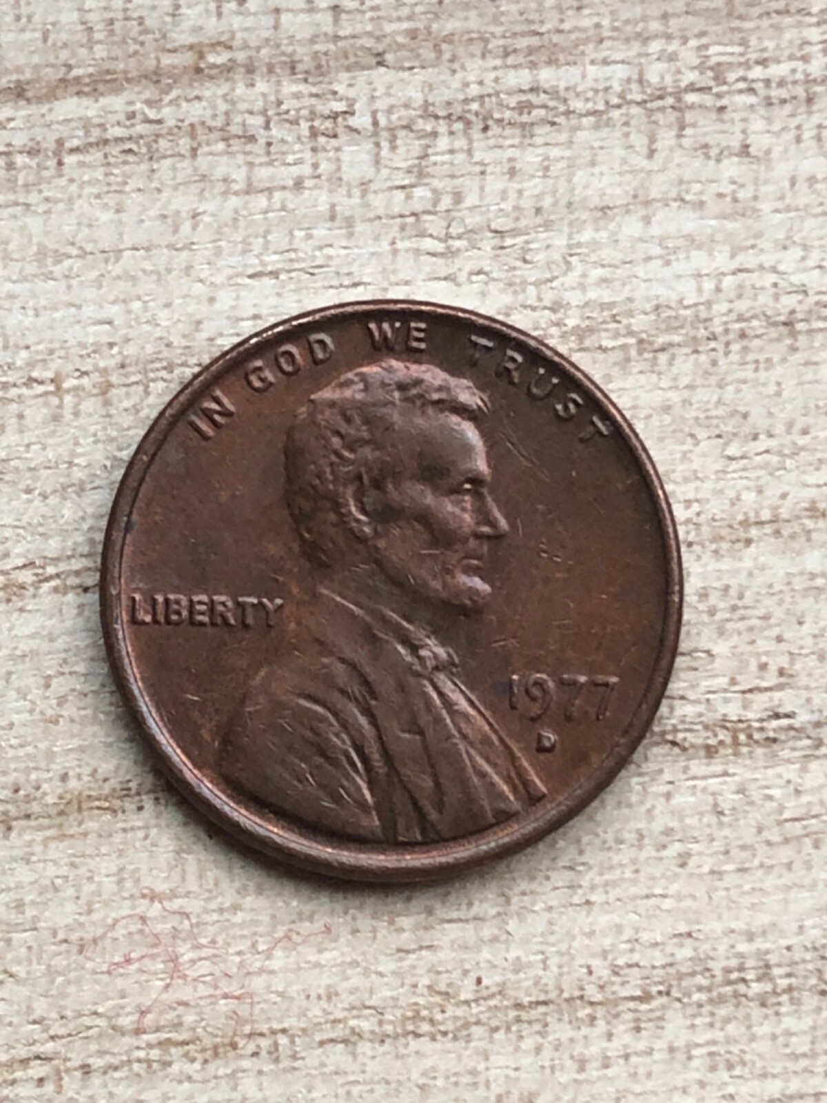 1977 D one cent With great condition