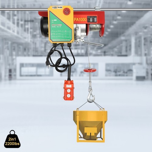 2-In-1 Wireless Electric Hoist Wire Rope Handling Lifting Hoist 1100lbs//2200lbs
