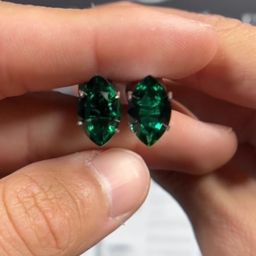 2x Marquis Cut Lab Grown Emerald Loose Gemstone  1.89 carat low price