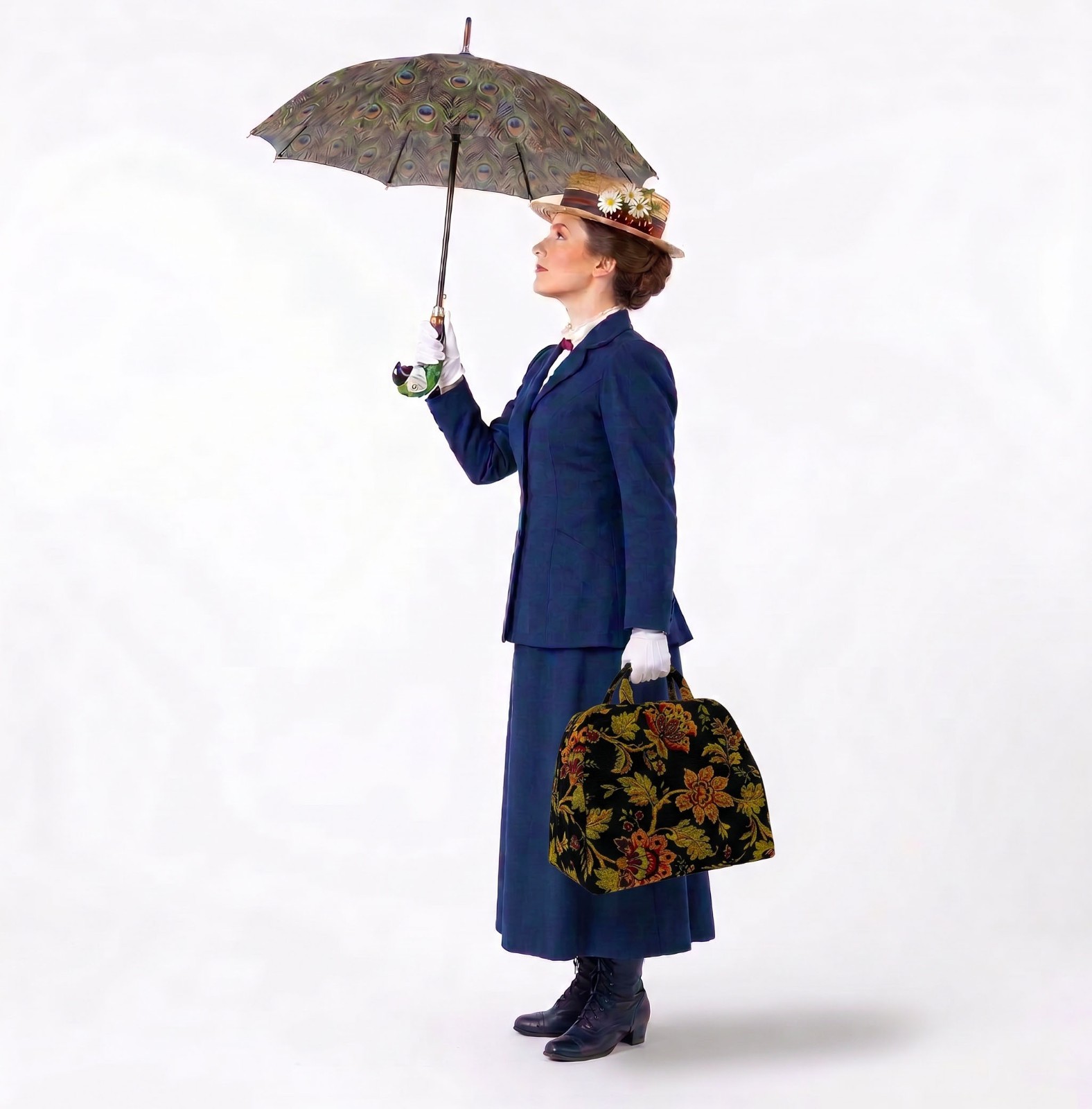 Victorian English Nanny Mary Poppins Carpet Bag Black Paisley Victorian English Nanny Mary Poppins Carpet Bag Black Paisley