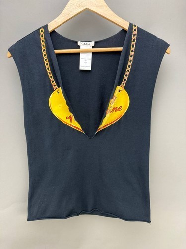 Chloe Womens Black Be My Valentine Broken Heart Sleeveless Pullover T-Shirt XS