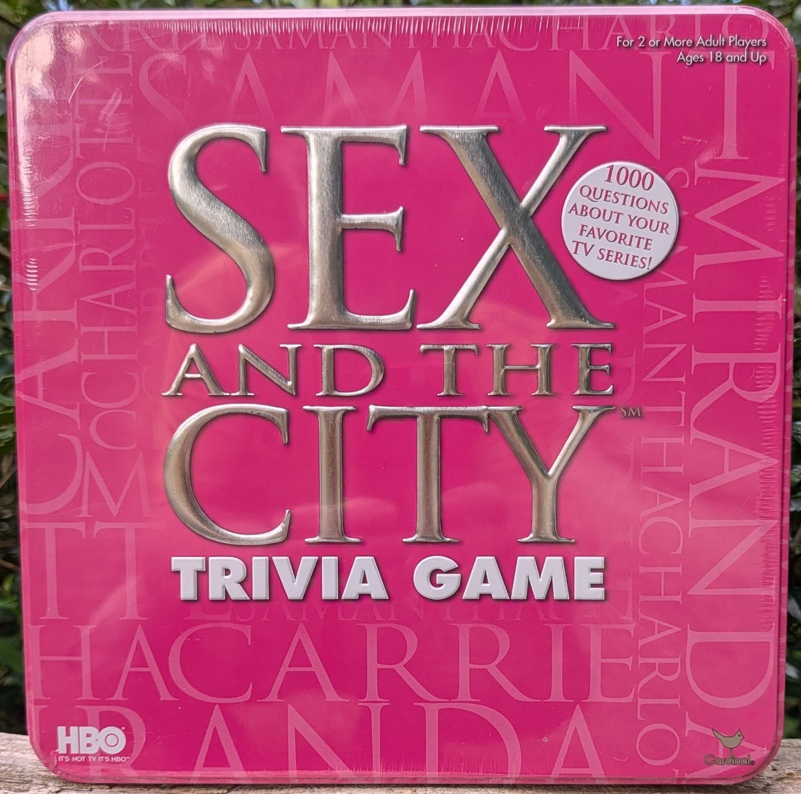Vtg 2004 Sex and the City Trivia Game Pink Metal Tin Cardinal Industries Sealed