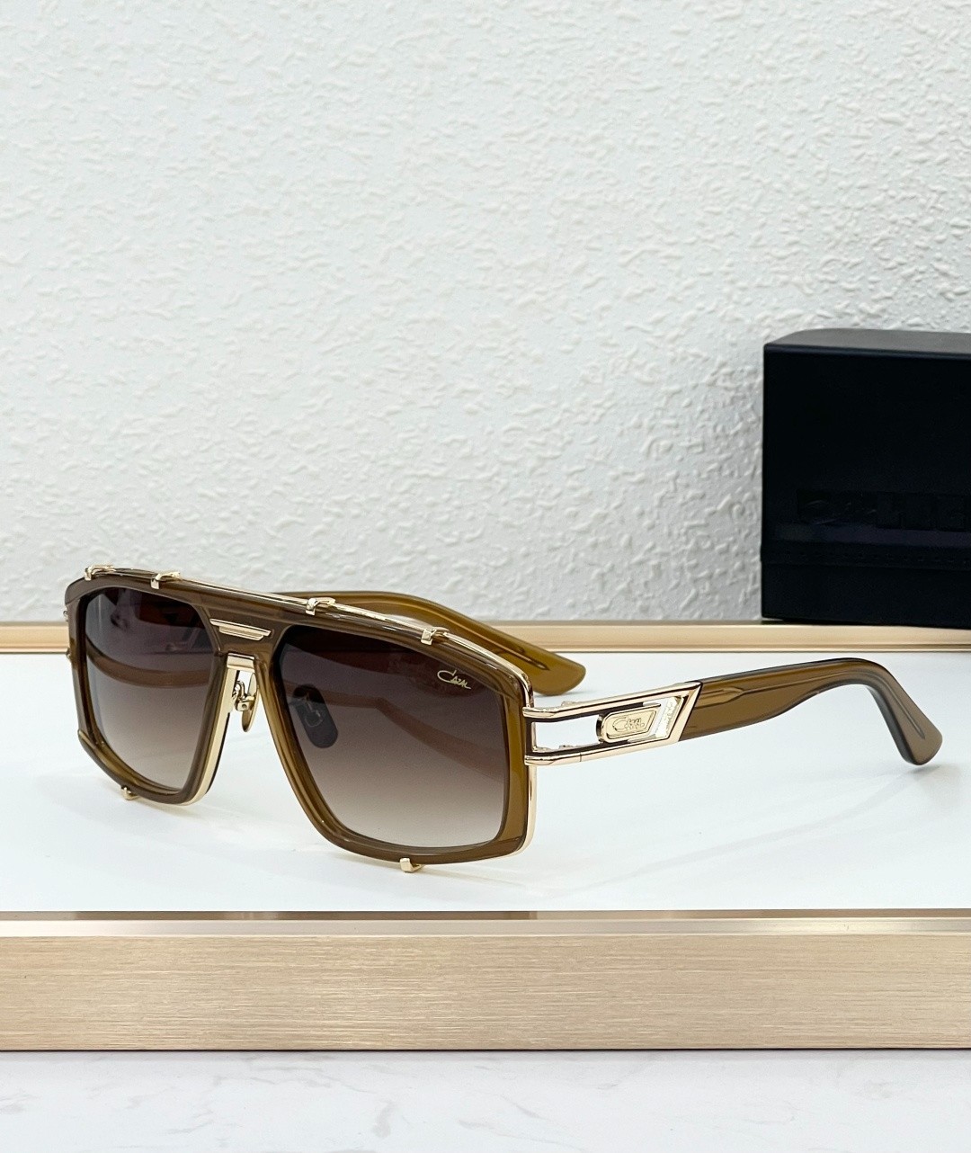 CAZAL MOD8046 Sunglasses Transparent Olive Brown Gradient Lens Gold 61-16-140 CAZAL MOD8046 Sunglasses Transparent Olive Brown Gradient Lens Gold 61-16-140