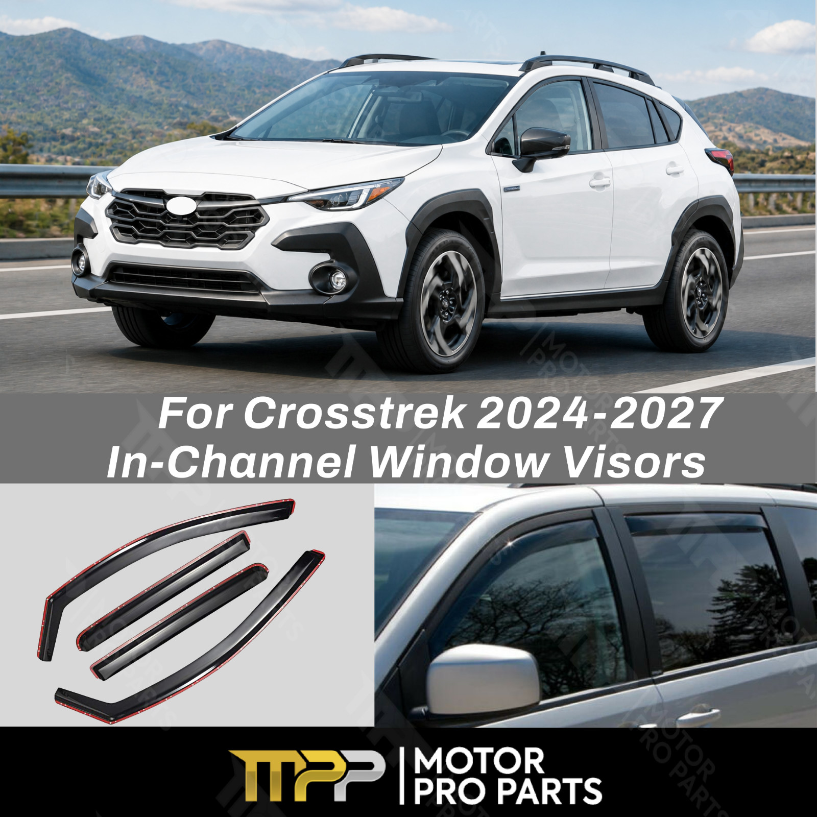 Fit 2024-2027 Subaru Crosstrek In-Channel Rain Guard Window Visors Sun Deflecto