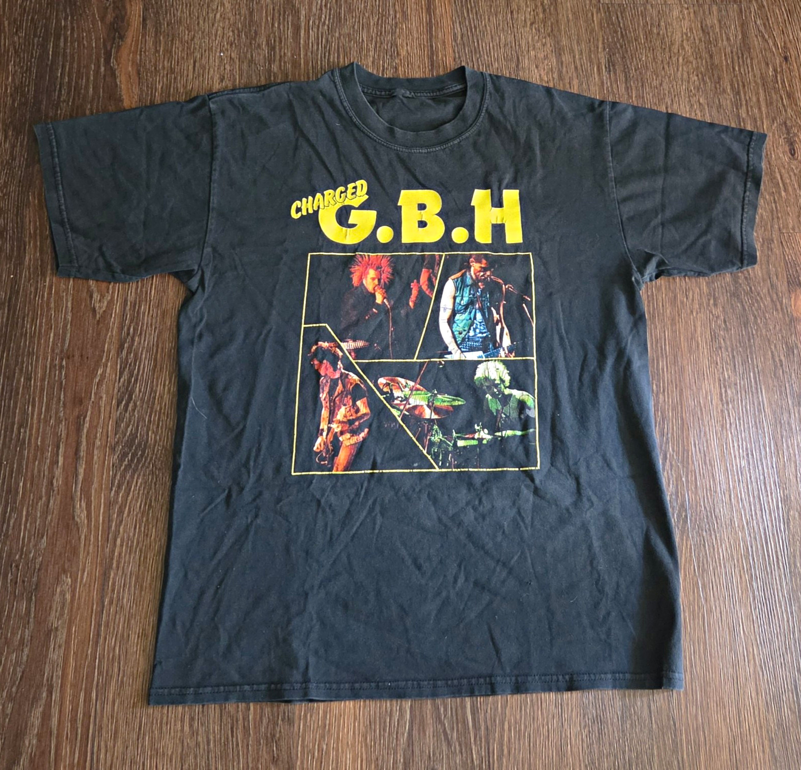 G.B.H Charged Black Classic Punk Rock Men\'s T-Shirt Size M Retro/Vintage