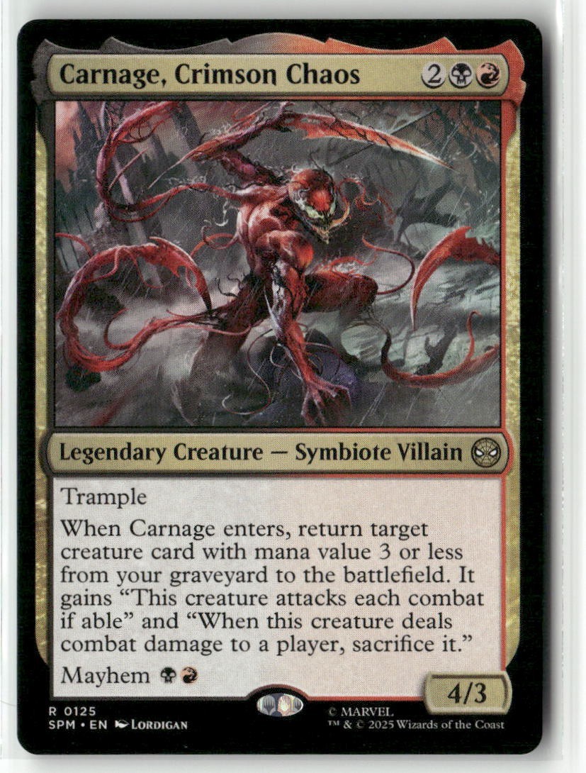 MTG Carnage, Crimson Chaos 0125 Regular Marvel\'s Spider-Man NM SPM MTG Carnage, Crimson Chaos 0125 Regular Marvel\'s Spider-Man NM SPM