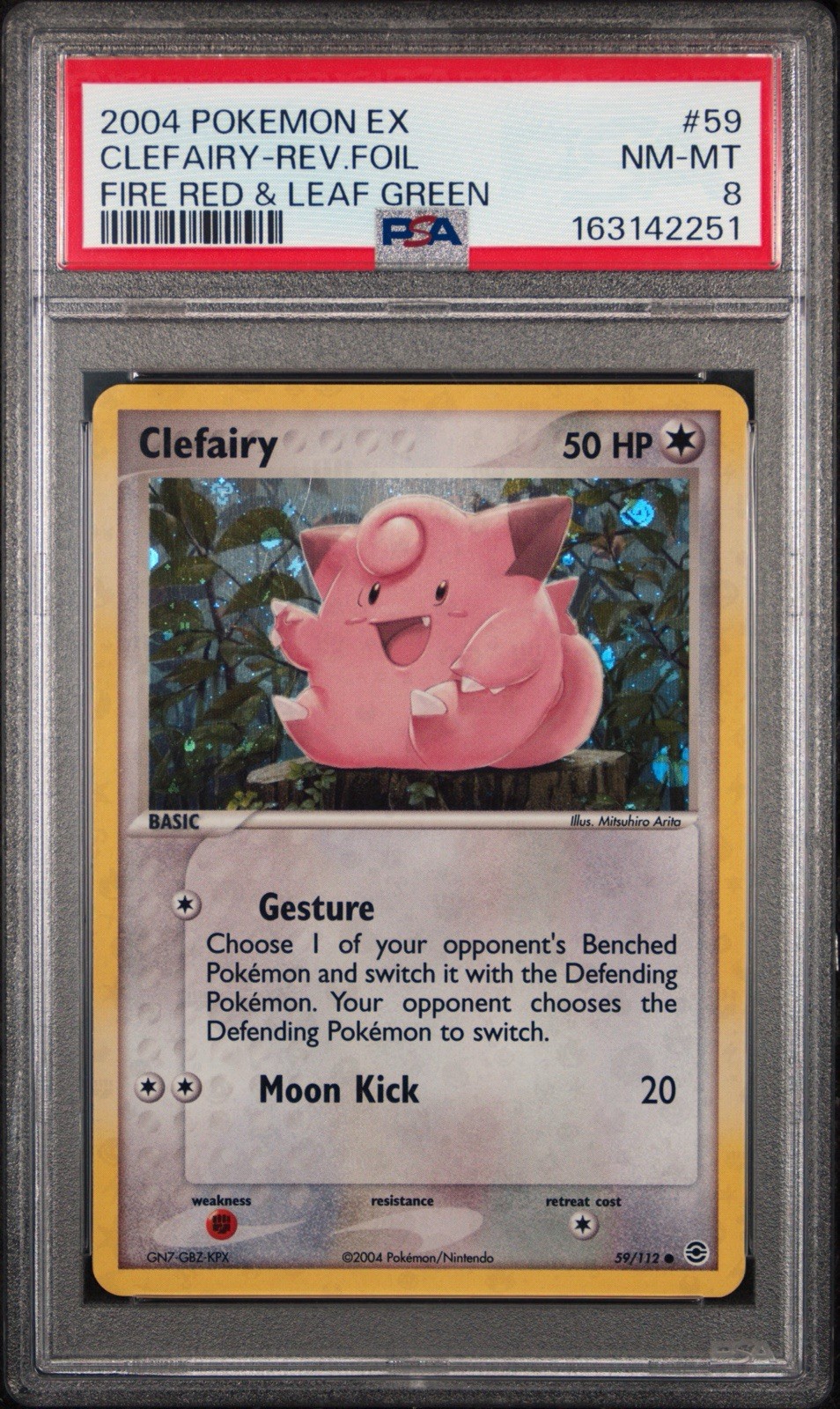 2004 POKEMON EX FIRE RED & LEAF GREEN #59 CLEFAIRY-REVERSE FOIL PSA 8