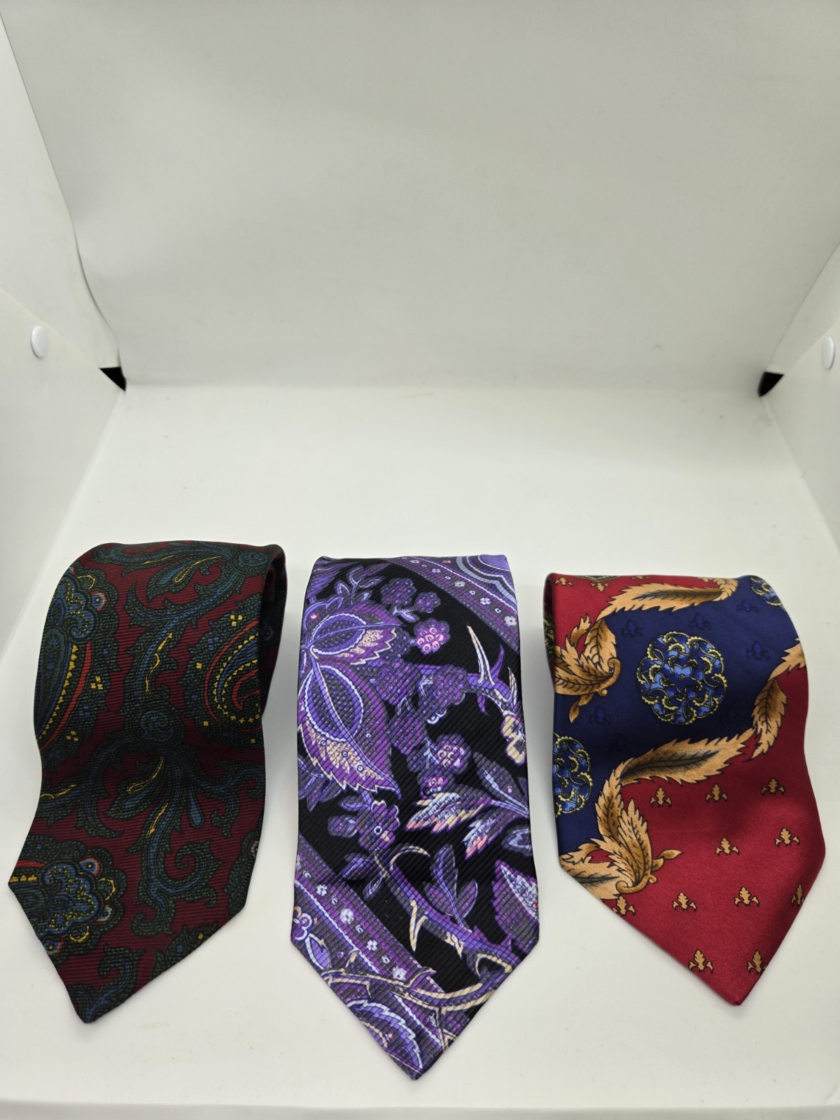 Vintage Silk Tie Bundle Lot of 3 Polo/Robert Talbot/Seven Fold/Vakko