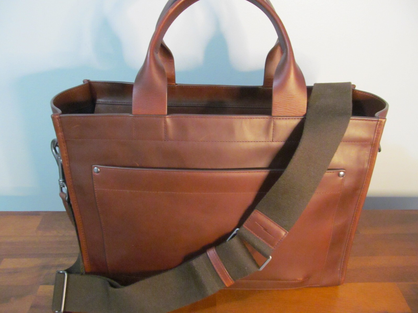 Shinola Detroit. MI Designed OS Navigator Leather Bert Zip Brief Tote Brown-NWT