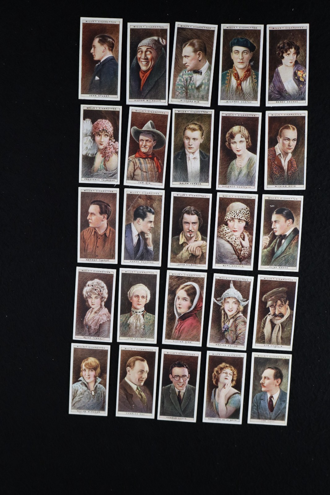 CVR212 Wills Cigarette Cards Cinema Stars 2nd Series 1928 Complete Set 25