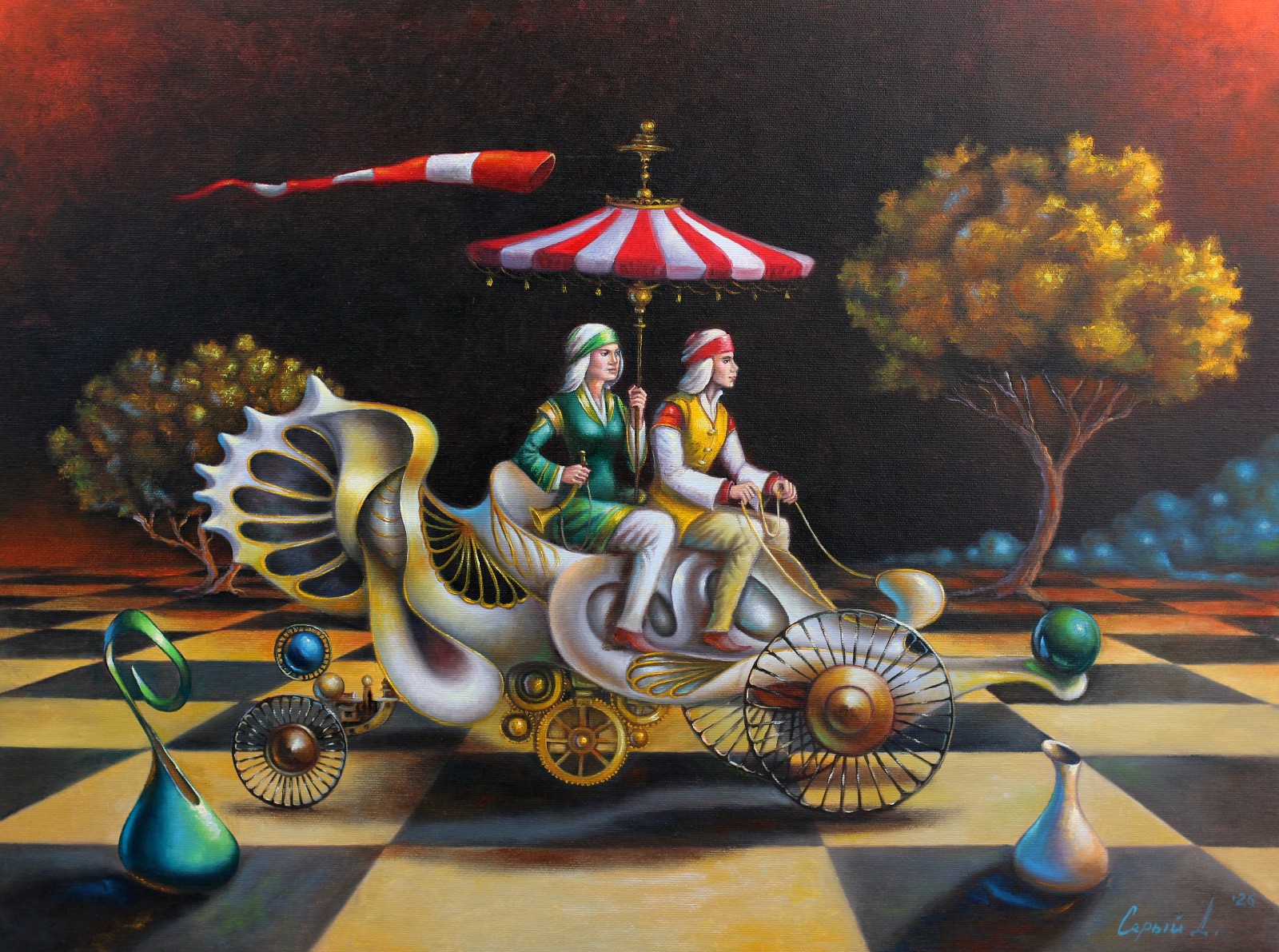 Original Oil Painting Mechanical Worlds Series by Sery Dmitry
