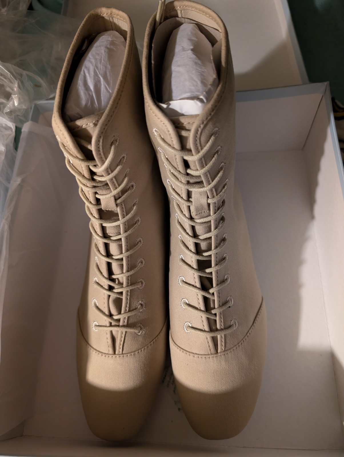 American Duchess Nankeen Regency Cotton Lace Up Flat Boots Size 10 NRFB American Duchess Nankeen Regency Cotton Lace Up Flat Boots Size 10 NRFB
