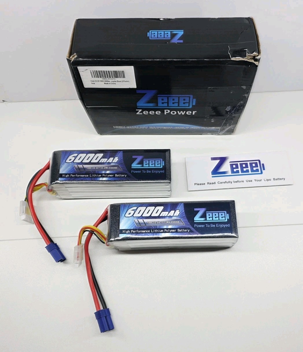 2PCS Zeee 22.2V 6S LiPo Battery 100C 6000mAh EC5 for RC Heli Quad Airplane Car