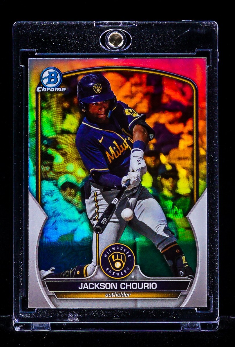 Jackson Chourio RARE RAINBOW REFRACTOR PROSPECT CARD Milwaukee Brewers