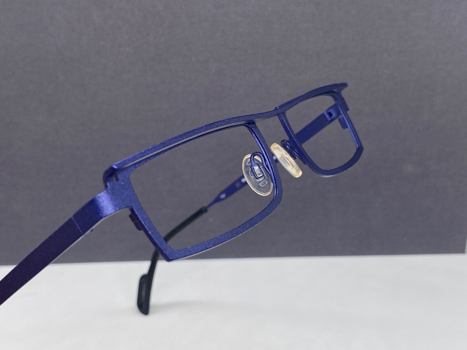 Theo Belgium Eyeglasses Women Men Albert Blue Rectangular Metal Full Rim