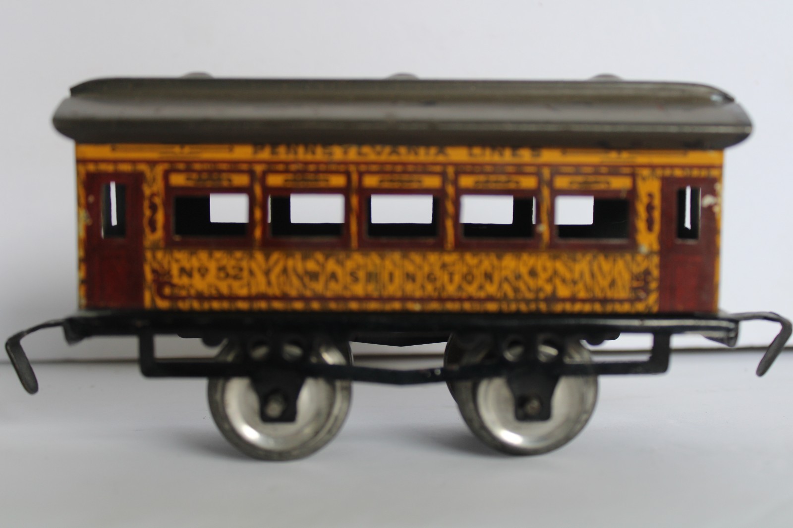 Antique Ives No. 52 Pennsylvania Lines Washington Tin Toy Train Car Antique Ives No. 52 Pennsylvania Lines Washington Tin Toy Train Car