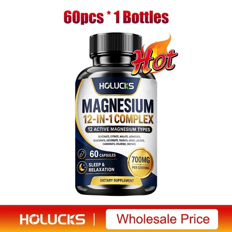 12-in-1 Magnesium Complex Capsules Bone Heart Sleep Support