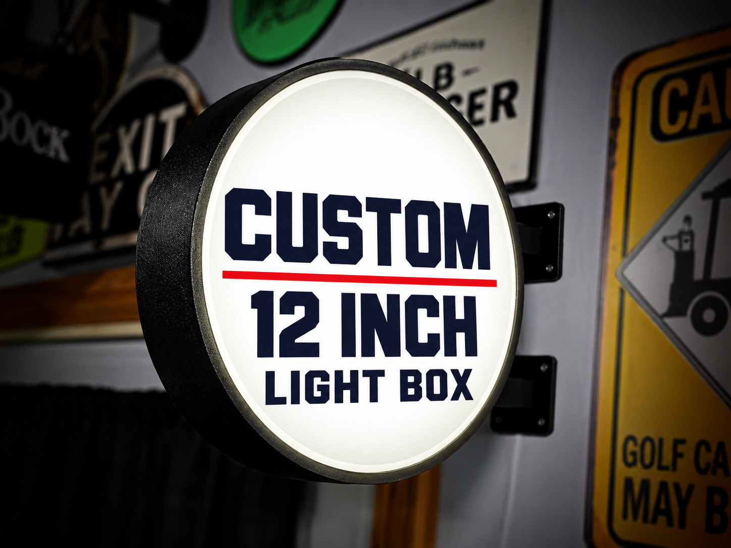 Custom LED Lightbox Sign 3D Printed Round Wall Mount Man Cave Custom LED Lightbox Sign 3D Printed Round Wall Mount Man Cave