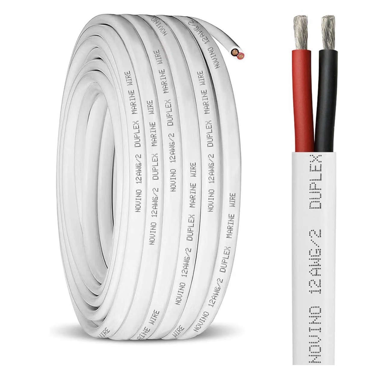 100FT 12 AWG 12/2 Tinned Marine Wire Cable Red Black UL1426 Boat RV Solar