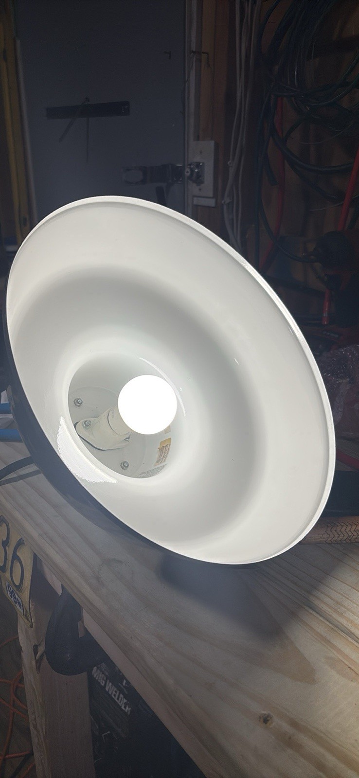 Industrial Metal Dome Pendant High Bay Reflector Light w/ Cord Silver/White Industrial Metal Dome Pendant High Bay Reflector Light w/ Cord Silver/White
