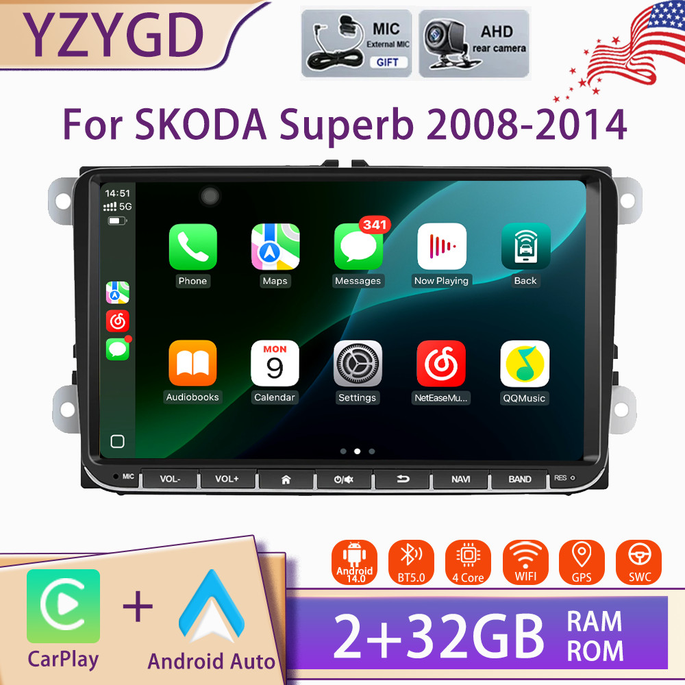 For SKODA Superb 2008-2014 9inch Android Carplay Car Stereo Radio GPS Multimedia