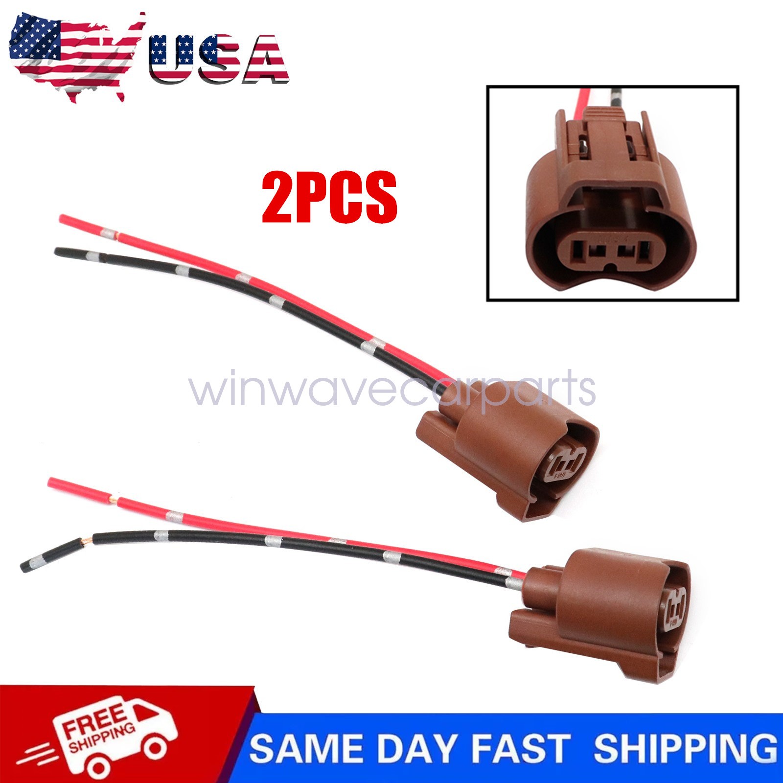 Wire Pigtail Female U 9006 HB4 Two Harness Head Light Low Beam Connector Plug