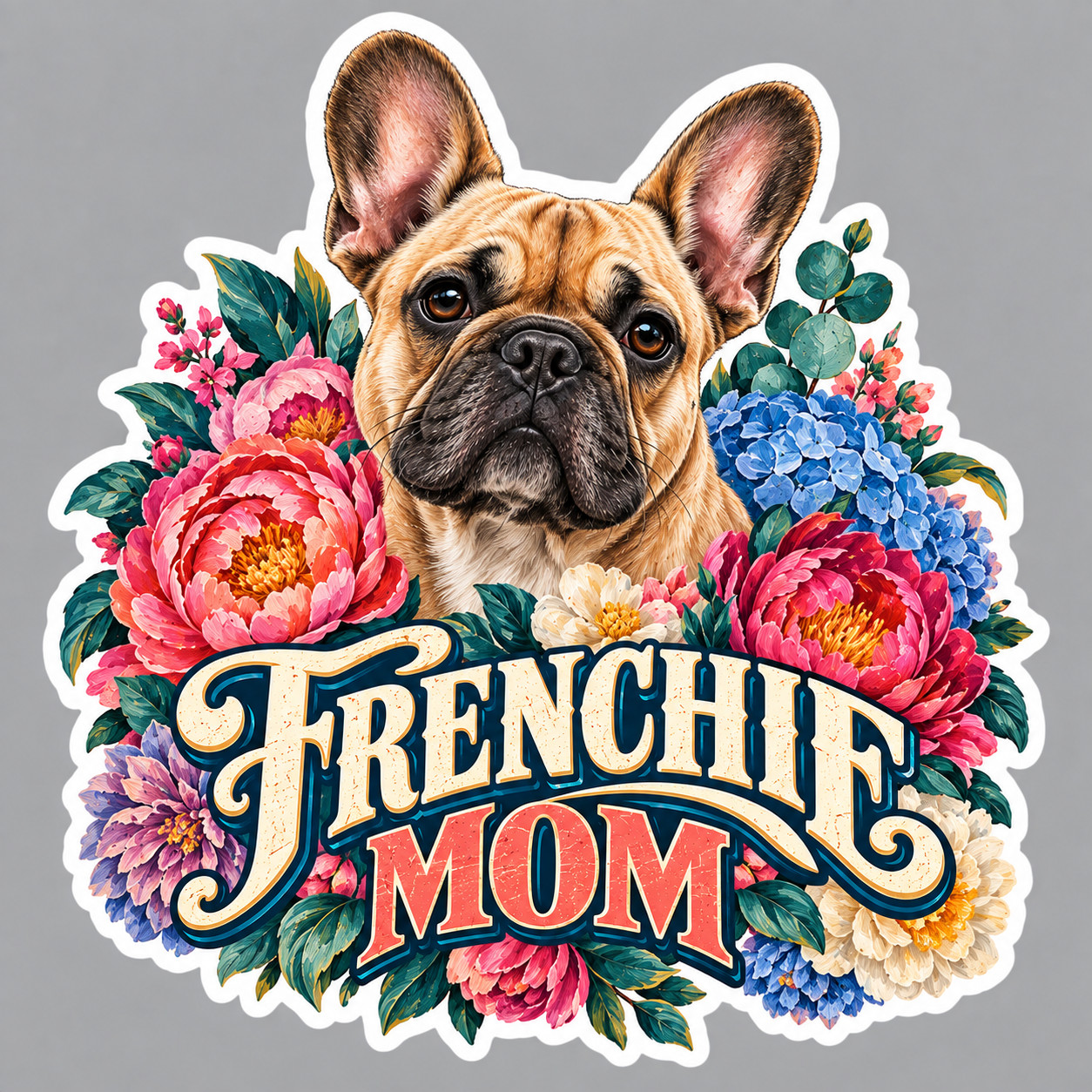 Frenchie Mom Sticker Vinyl Decal French Bulldog Floral Colorful Dog Mom Gift Frenchie Mom Sticker Vinyl Decal French Bulldog Floral Colorful Dog Mom Gift