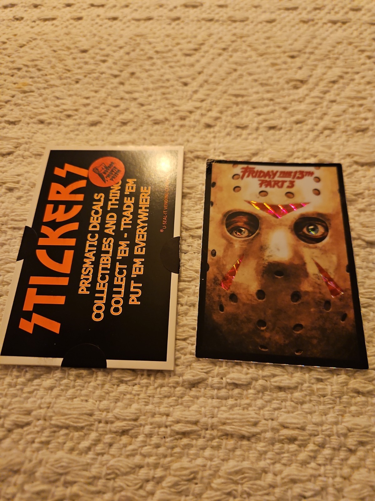 Vtg 80\'s 90\'s Friday The 13th Jason Part 3 Prism Vending Machine Sticker Horror.