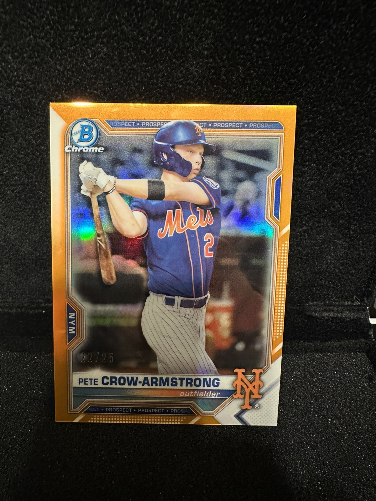 Bowman 2021 Chrome Pete Crow-Armstrong Orange Refractor 22/25 True Orange RC