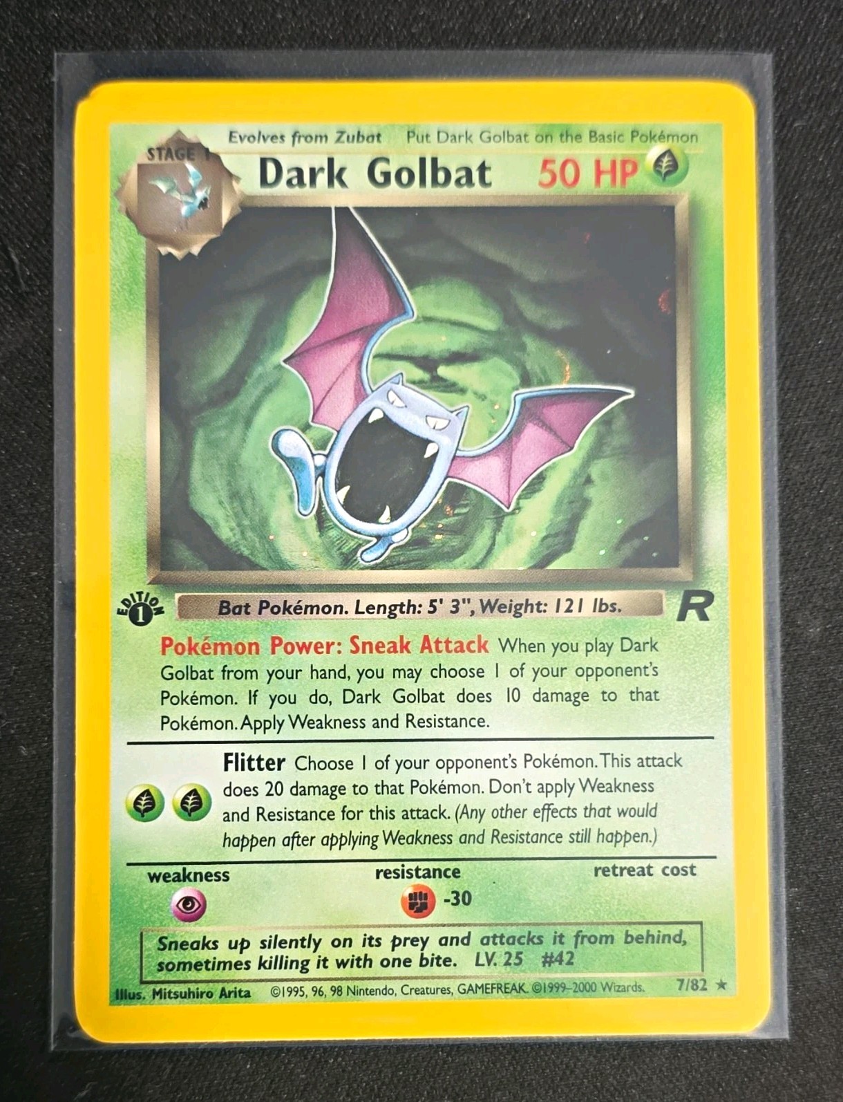 Dark Golbat 7/82 Team Rocket Holo Rare 1st Edition English Pokemon TCG