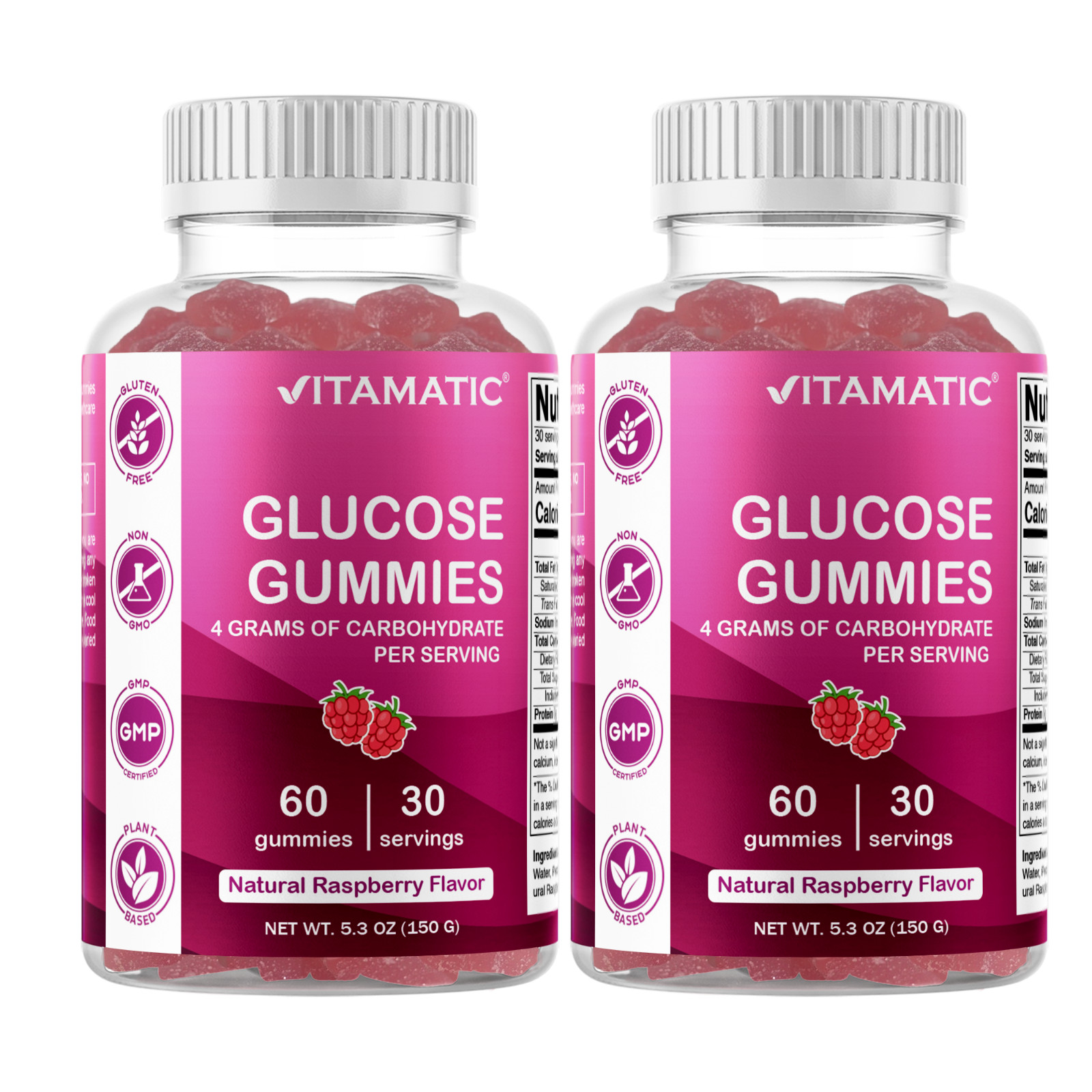 (2 Pack) Vitamatic Glucose Chweble Gummies - 60 Count
