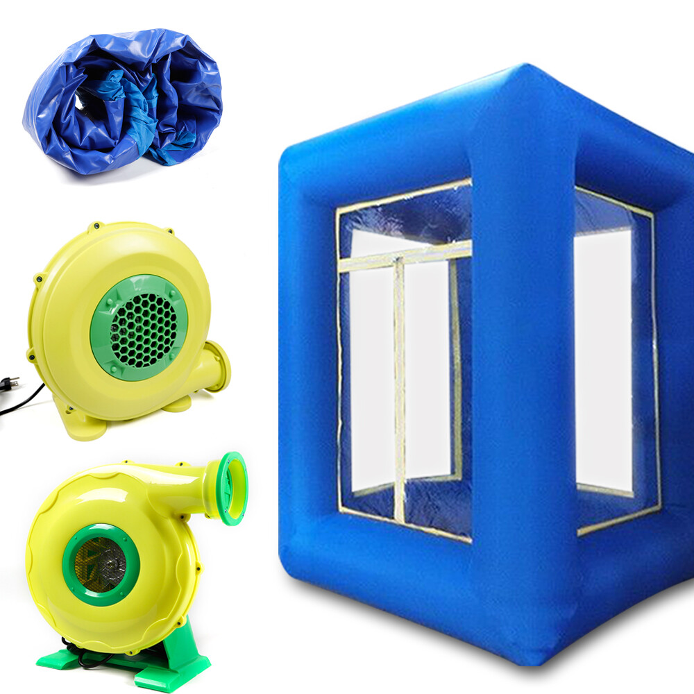 9\'ft Inflatable Cash Cube Booth Money Grab Machine w/ 2 Blowers Event Party Blue