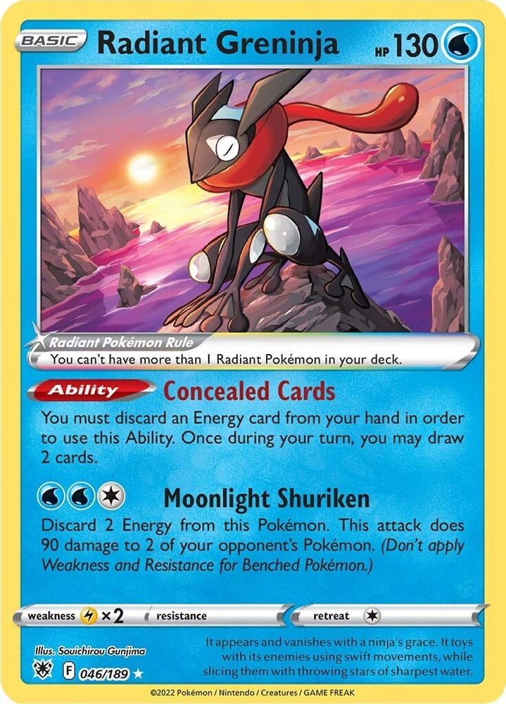2022 PKM: SWSH10 Radiant Greninja (#046/189, Holo, Radiant Rare, Lightly Played) 2022 PKM: SWSH10 Radiant Greninja (#046/189, Holo, Radiant Rare, Lightly Played)
