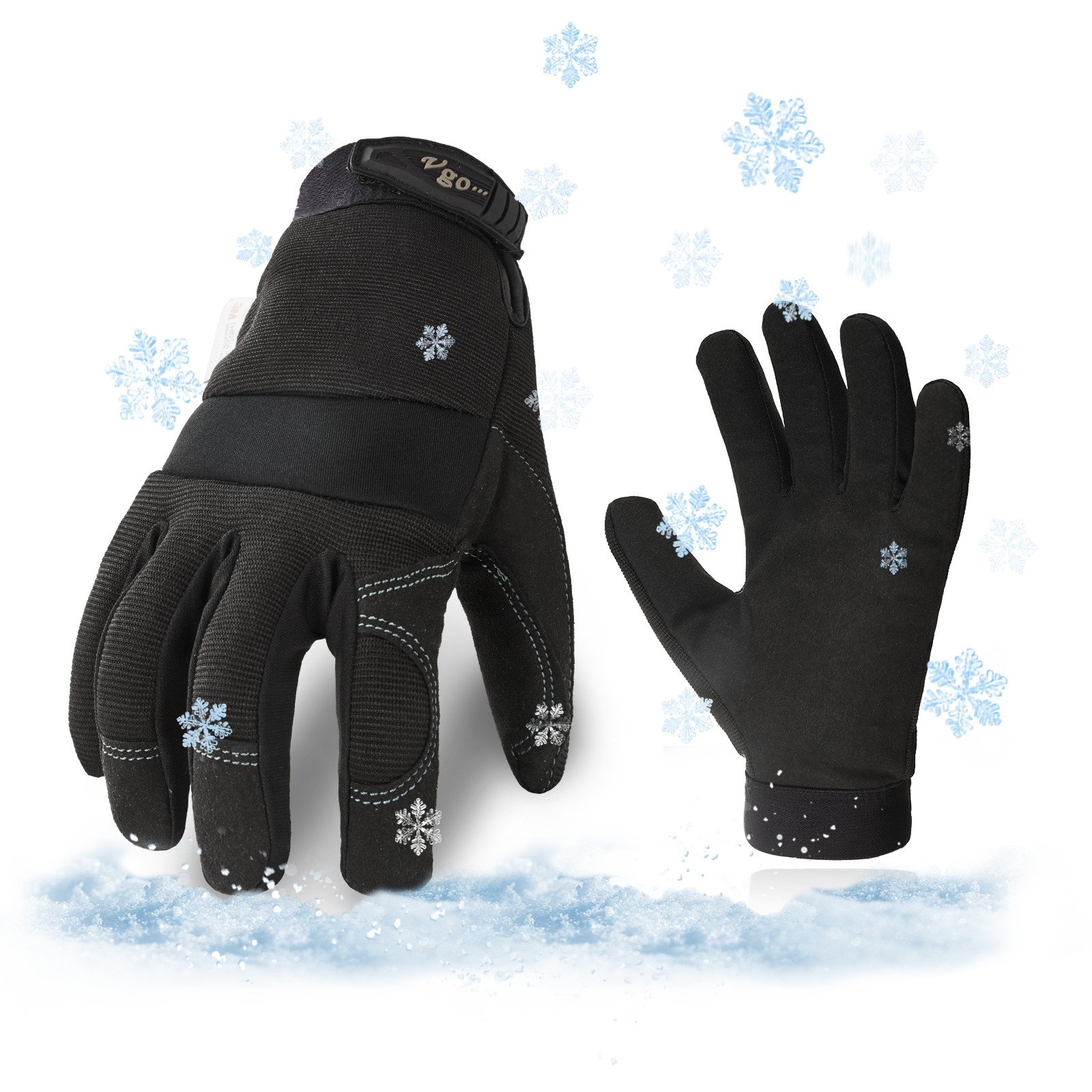 Vgo 1/3Pairs 32℉ or Above 3M C40 Lined Winter Warm Work Gloves,Freezer(SL8270F)