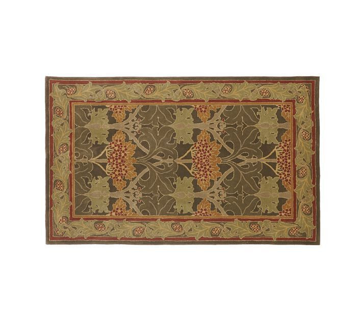 8X10 Rug | Pottery Barn Cecil Green Hand made wool area Rug | William Morris Rug