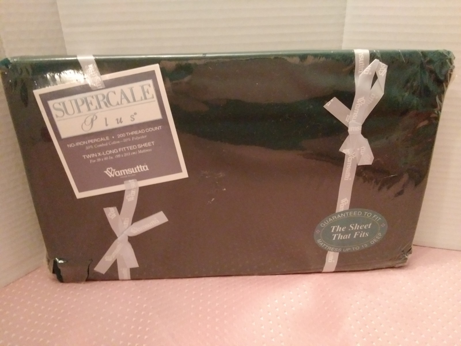 Vintage Wamsutta Supercale Plus Twin Fitted Sheet Hunter Green X-Long 39x80
