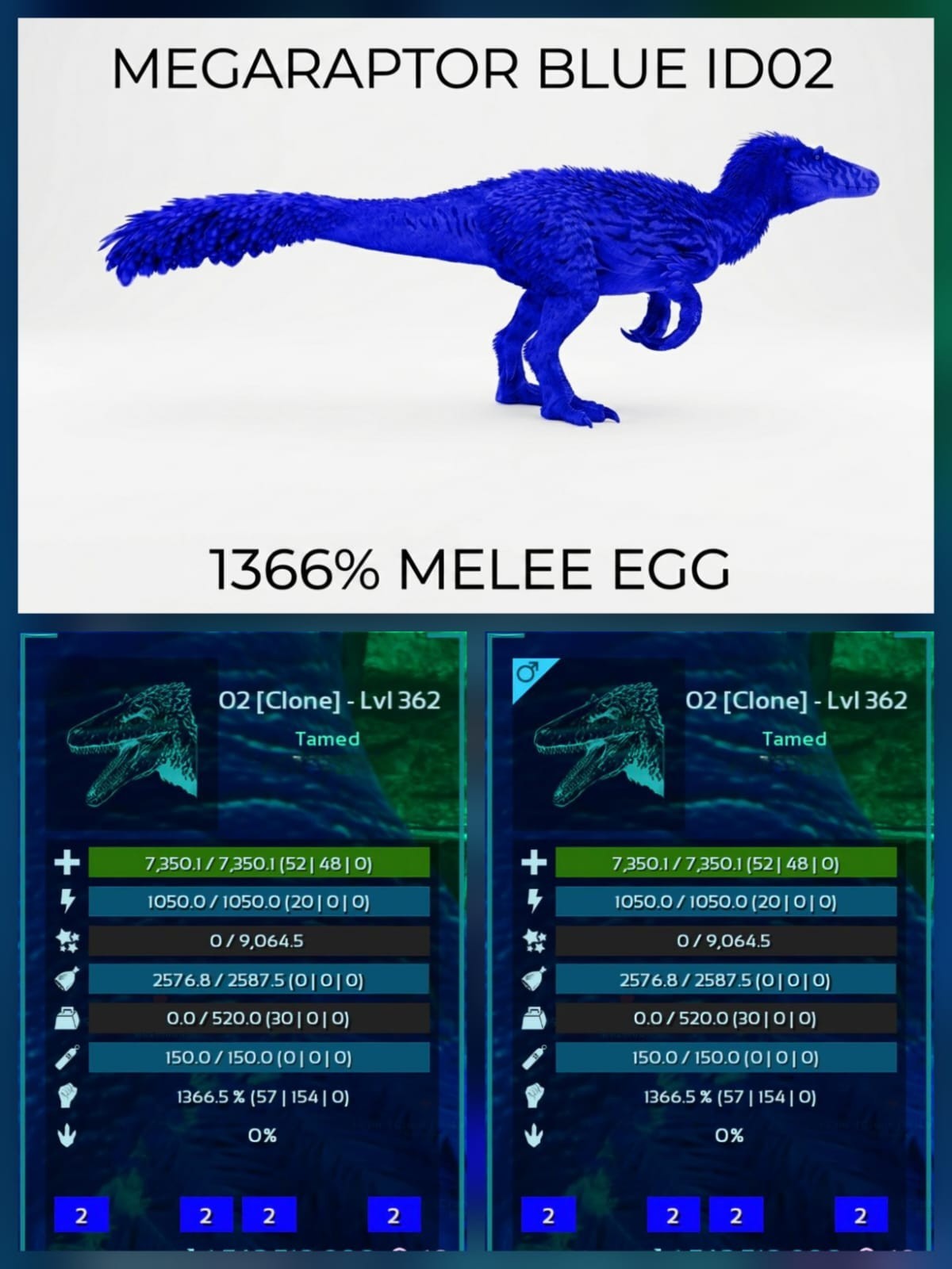 MEGARAPTOR TOP STATS  EGG PAIR -  Ark Survival Ascended Official PVE PC/XBOX/PS5