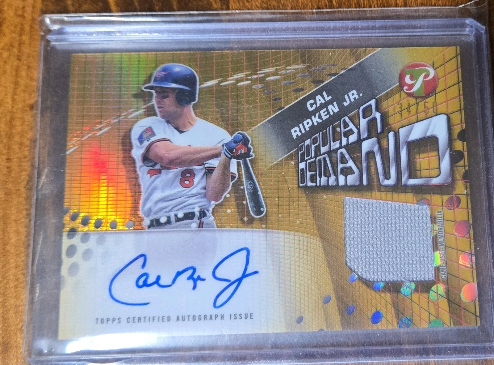 2025 Topps Pristine Autograph Relics Cal Ripken Gold Refractor # 34/50 2025 Topps Pristine Autograph Relics Cal Ripken Gold Refractor # 34/50
