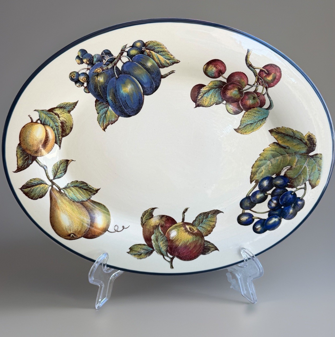 Pier 1 MACINTOSH Serving Platter 14” Vintage Fruit Pattern England Earthenware