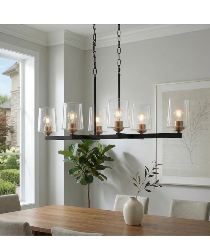 Quoizel Whitlock 6-light Matte Black Clear Glass Steel Chandelier