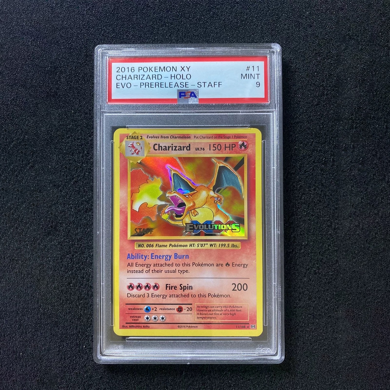 2016 Pokemon XY Evolutions Prerelease Staff #11/108 Charizard Holo PSA 9 GX02 2016 Pokemon XY Evolutions Prerelease Staff #11/108 Charizard Holo PSA 9 GX02