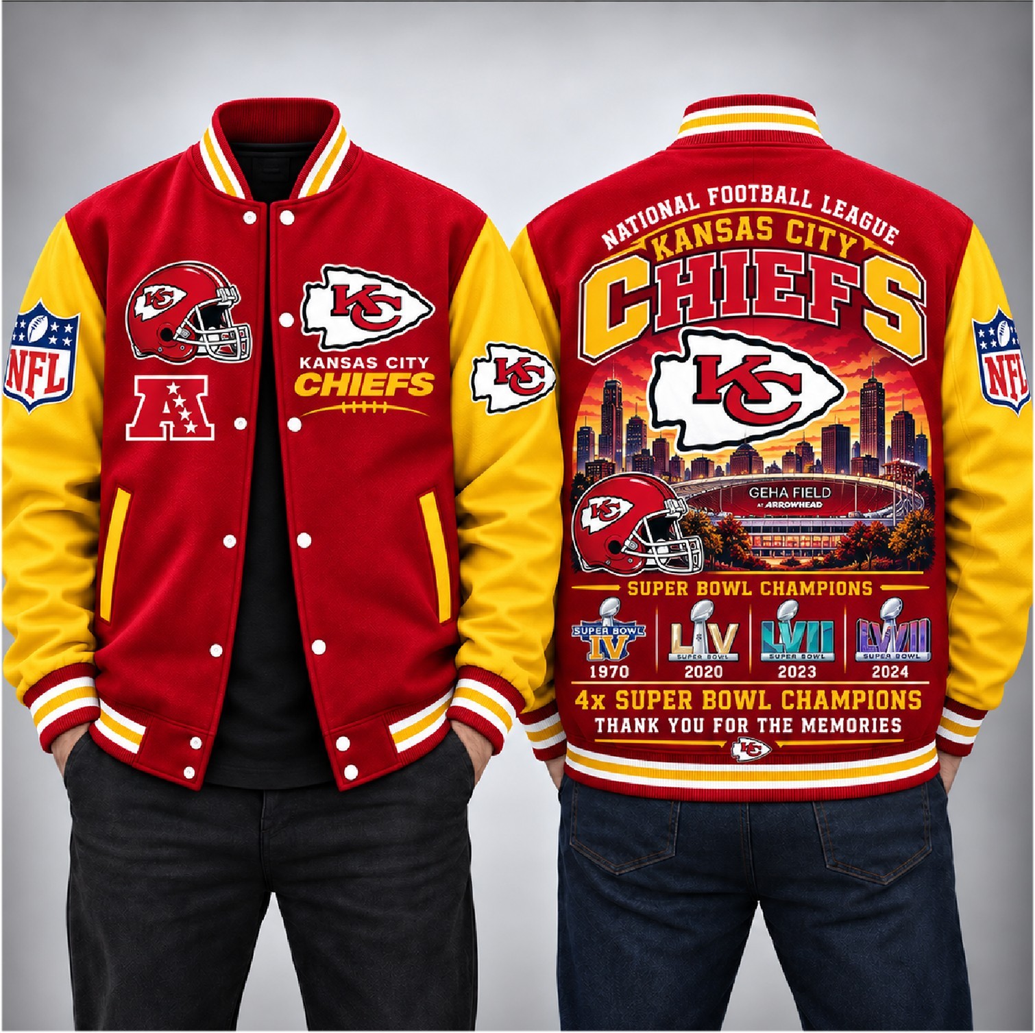 NEW Kansas City Chiefs Football Custom Baseball Jacket