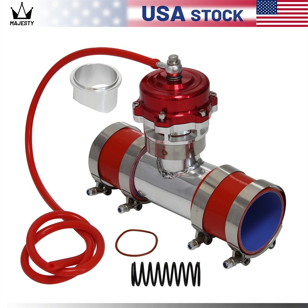 50MM 35PSI Boost V-Band Turbo Blow Off Valve BOV+3'' Flange Pipe Hose Kit Red