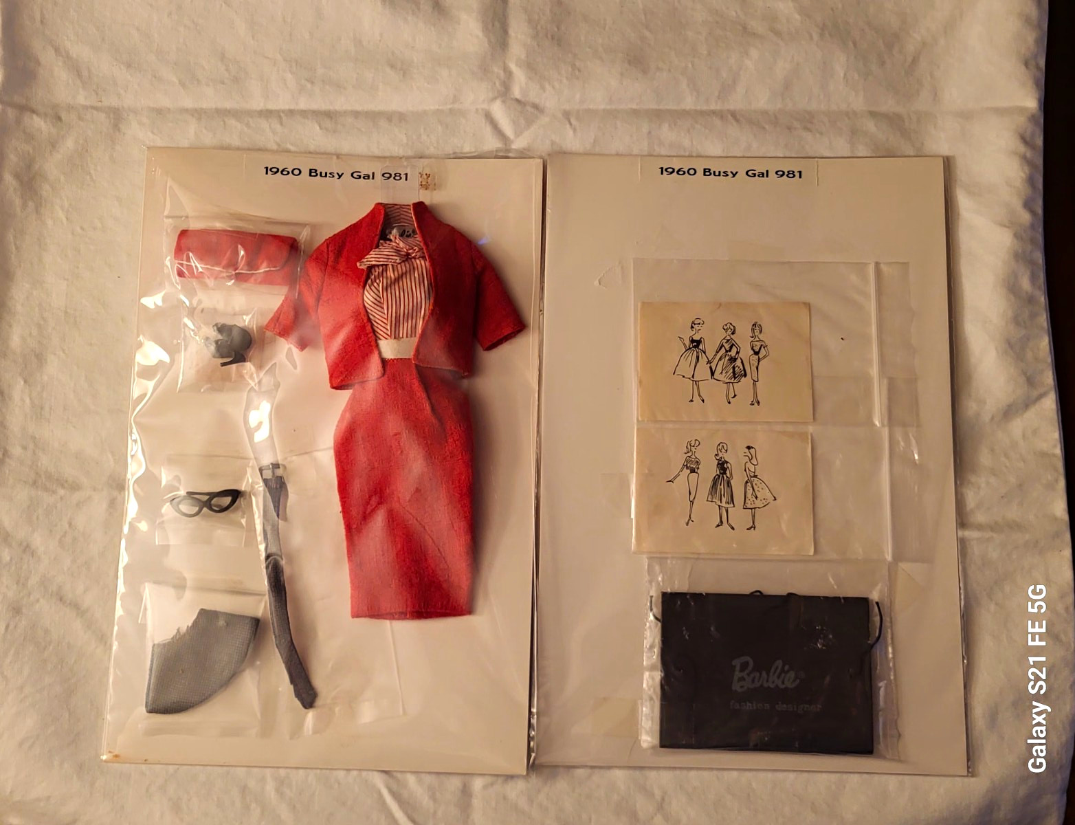 vintage Barbie Busy Gal #981 Outfit Lot Red Coat/Jacket Skirt Top Shoes 1960